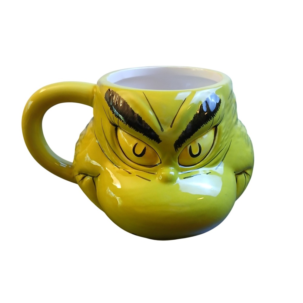 Dr Seuss The Grinch 3D Sculpted Ceramic Coffee Mug Bioworld Lime Green Christmas